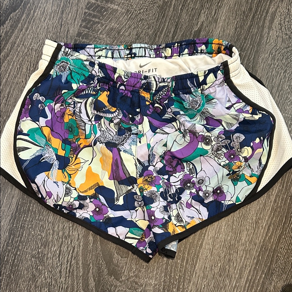 Nike Dri-FIT Floral Athletic Shorts - Purple/Teal/Yellow/White